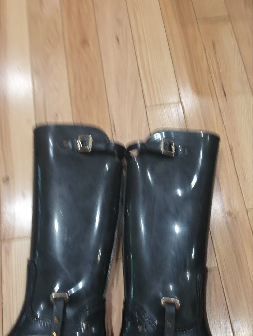 Valentino Black With Gold Stub Rain Boot